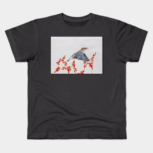 Cedar Waxwing with a Berry to Go Kids T-Shirt